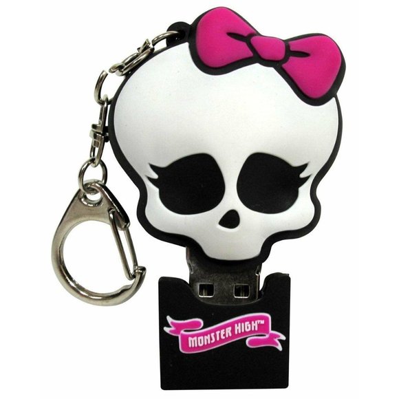 Monster High 4GB USB Flash Drive Data Thumb Key Chain Mac PC Pink Skull BOw - Picture 1 of 3